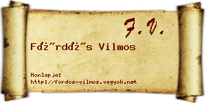 Fördős Vilmos névjegykártya